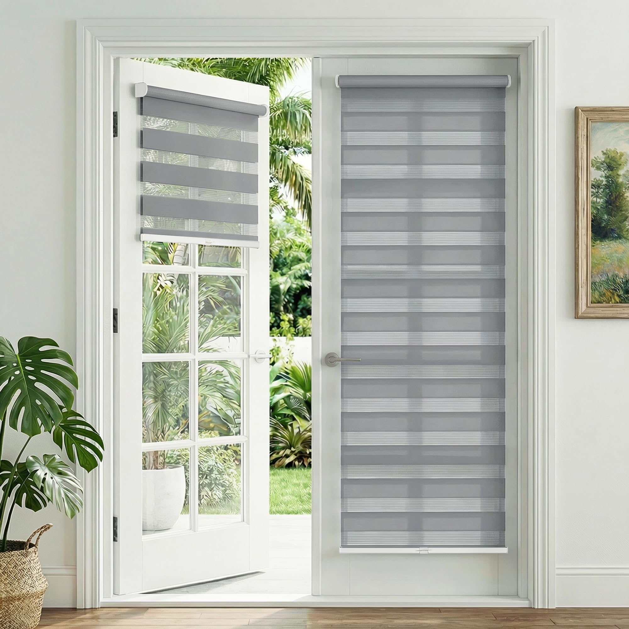 Amazon.com: No Drill Zebra Blinds for French Door, 24 5/8